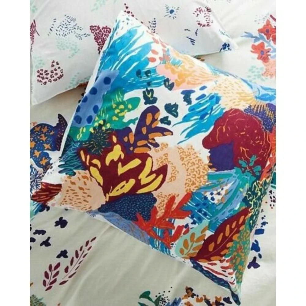 Anthropologie Euro Pillow Sham Cover Del Rey Delrey Coastal Beach‎ Floral Rare